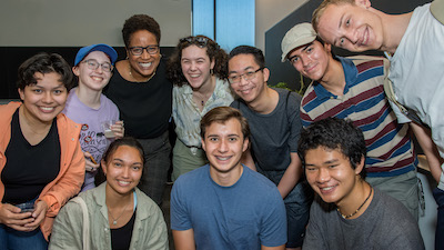 President Nembhard poses with students