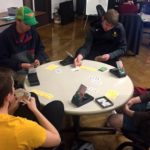 Students playing bridge