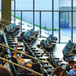 Students in lecture auditorium.