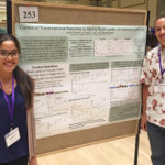 Harvey Mudd chemistry and biology students Lakshmi Batachari ’18 and Chris Doering ’19 pose next to their winning Undergraduate Research poster at the 2018 Molecular Genetics of Bacteria and Phages meeting.