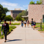 students walking on campus