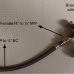 Pipe connections connect garden hose to the simple fill valve test setup.