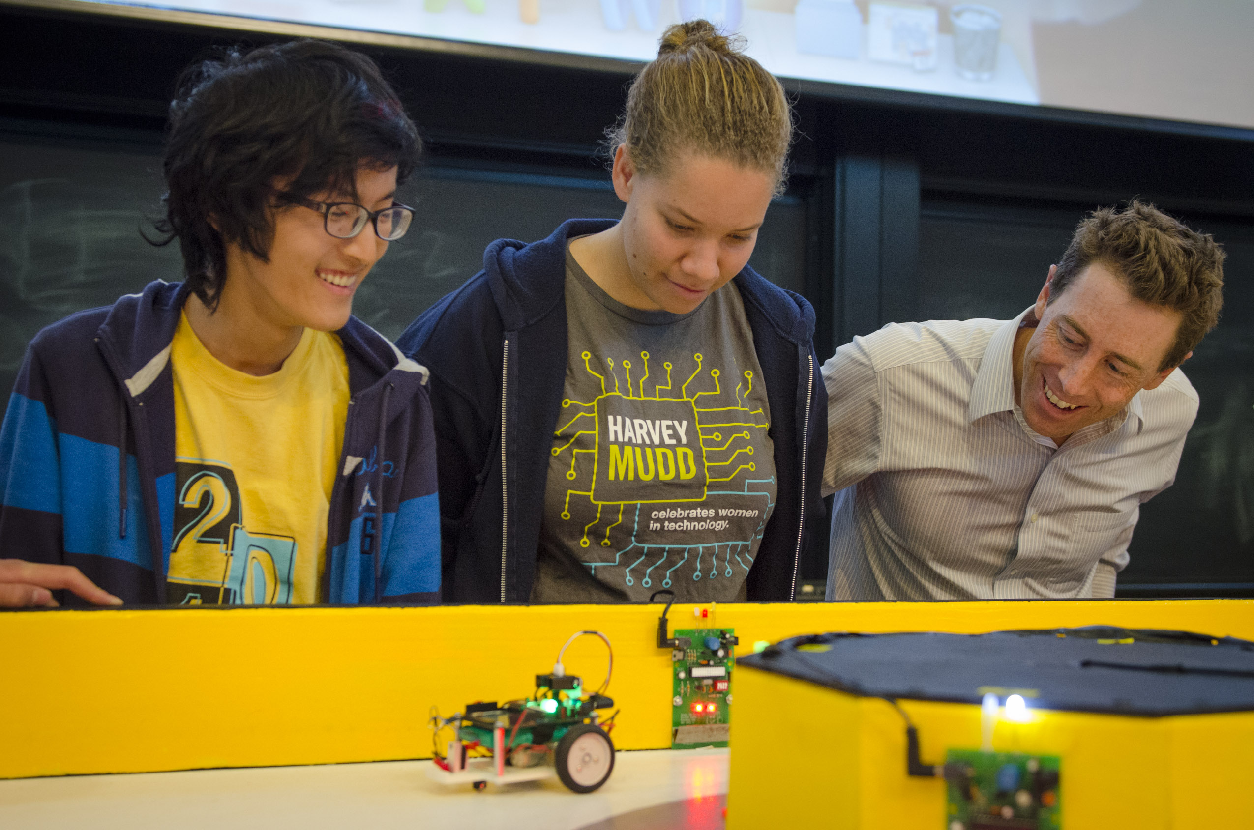 students competing in robotic vehicle competition