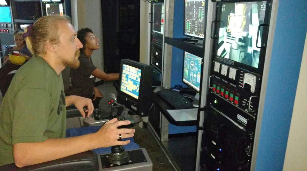 Harvey Mudd student James Adams at work in the Gulf of Mexico studying coral.