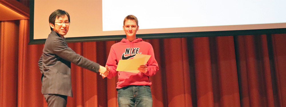 Yasubumi Sakakibara, APBC2018 general chair, and Jordan Haack, Harvey Mudd student