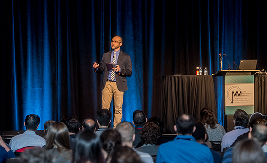 Harvey Mudd College math professor Francis Su delivers his talk at the Joint Mathematics Meetings. Photo credit: Joint Mathematics Meetings