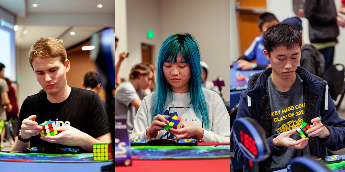 students working on cubes