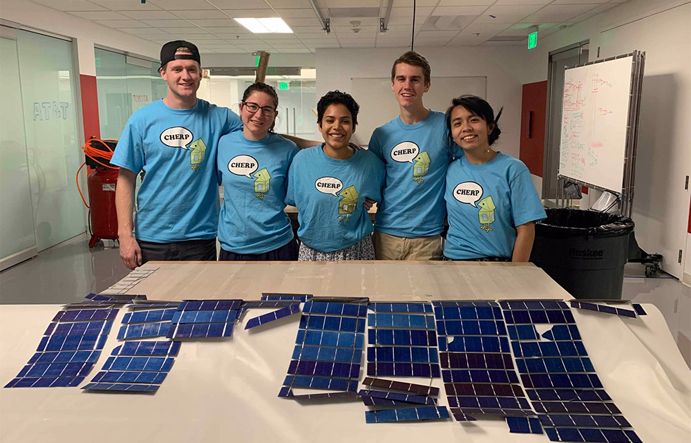 students with solar panels