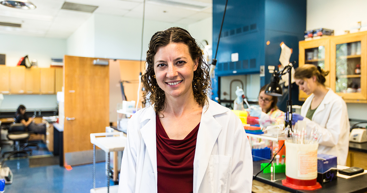 Danae Schulz in her lab