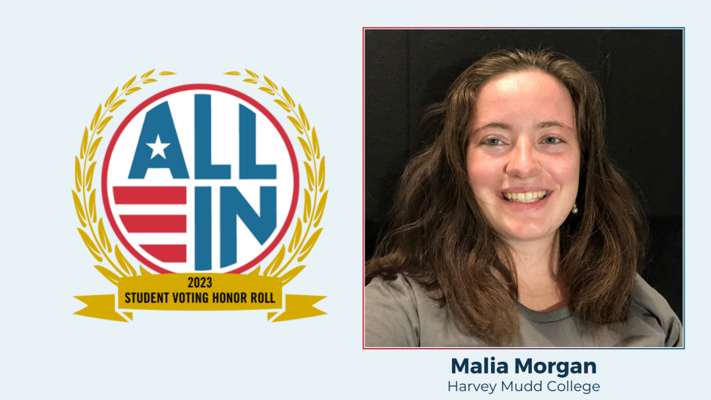 Harvey Mudd Senior Named to 2023 ALL IN Student Voting Honor Roll