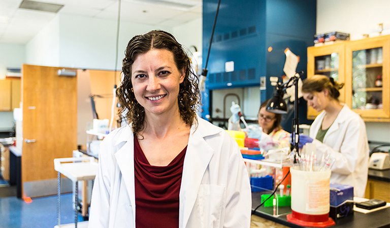 Danae Schulz in her lab