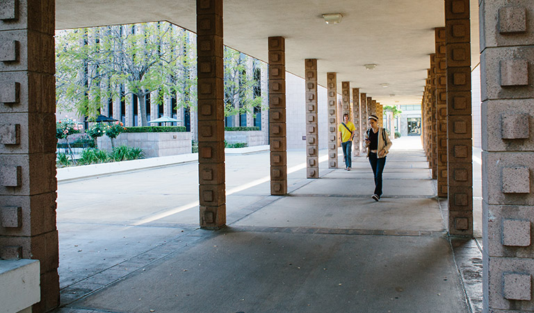 students walking