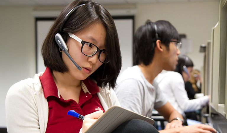 Students answering calls