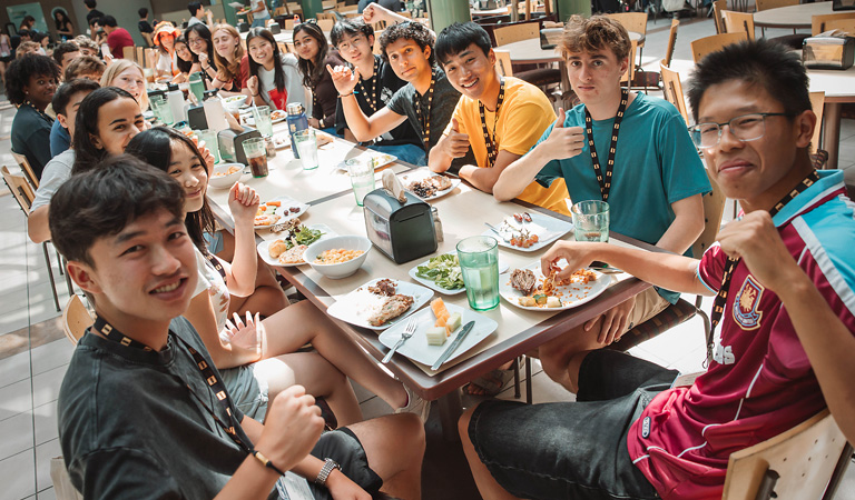 Class of 2026 students in dining hall