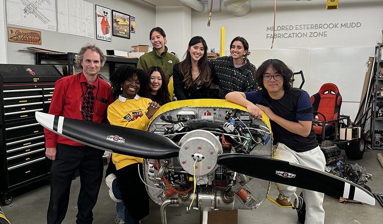 students with plane