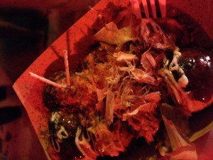 This is a picture of the squid balls, which are called Takoyaki in Japanese