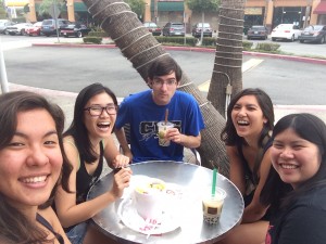 Left to right: Cassandra aka Cassie, Jennifer aka JZ, Paul aka Paul, Risa aka me, and Cindy!