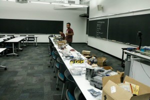 The participants had access to an extremely large collection of parts, hardware, and tools throughout the night of the hackathon, all thanks to the organizers!