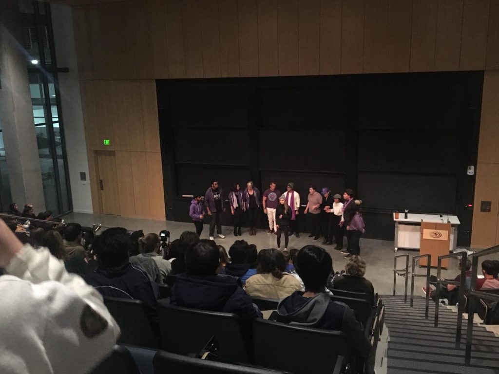 A high shot of the 9th Street Hooligans a capella group performing at a Power Down event.