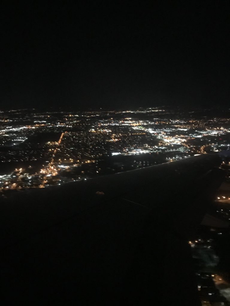 view of Indianapolis from airplane window 