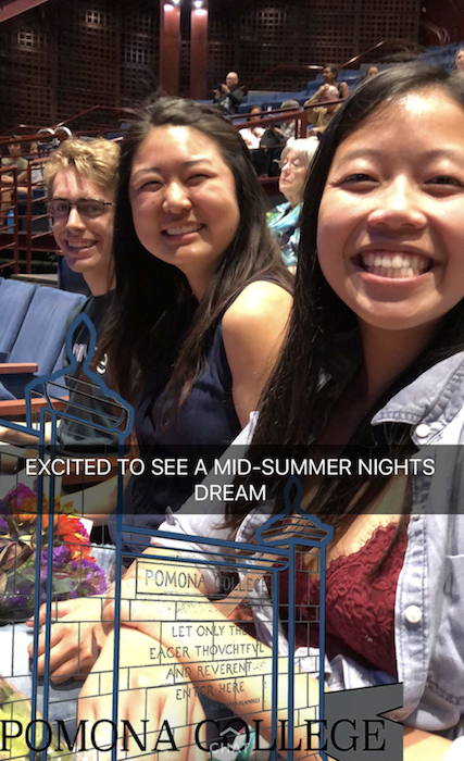 three students at the theatre