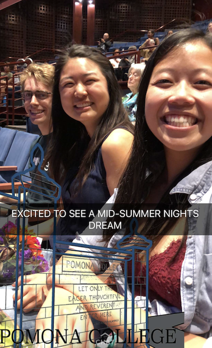 three students at the theatre 