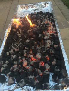 Whereas the previous pictures show the coal in a huge mound, this picture shows the coals laid out, without mounding/stacking. Nearly every coal has gray patches at this point.