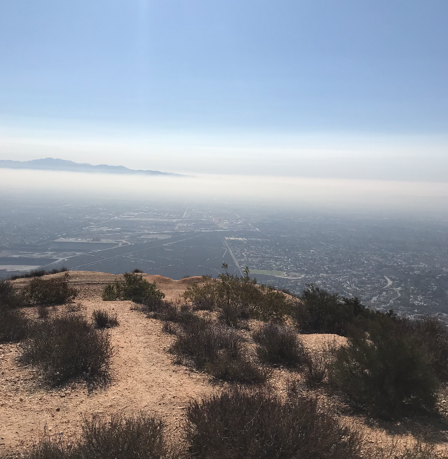 From the top of Potato Mountain, there is a haze that covers Claremont