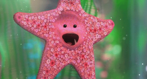 Starfish from Finding Nemo happily singing.