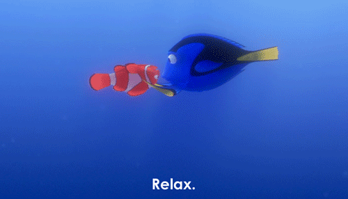 Scene from Finding Nemo where Dory is telling Marlin, who lost his son, to "Relax."