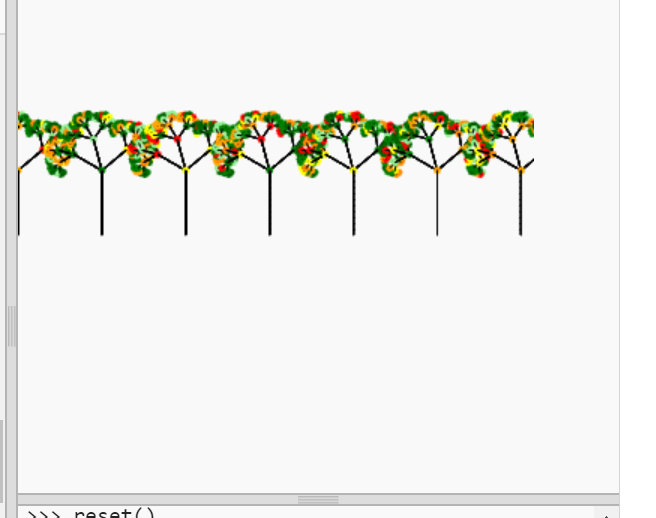 Four trees with bright multicolored leaves.