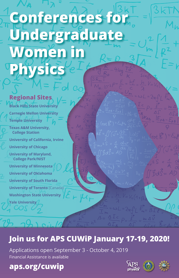 The poster for the Conferences for Undergraduate Women in Physics