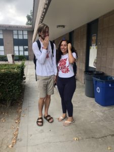 Tom Dougherty '20 and me in the courtyard of West Dorm