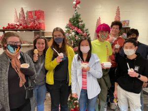 Group of students eating ice cream