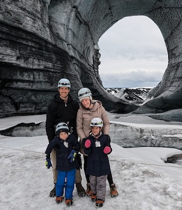 Seanna Vine and Brandon Horn and family in ice formation