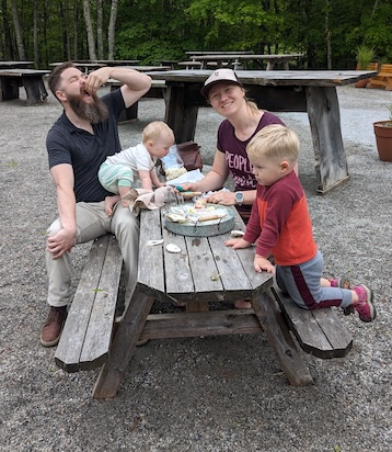 Heather and family at picnic table