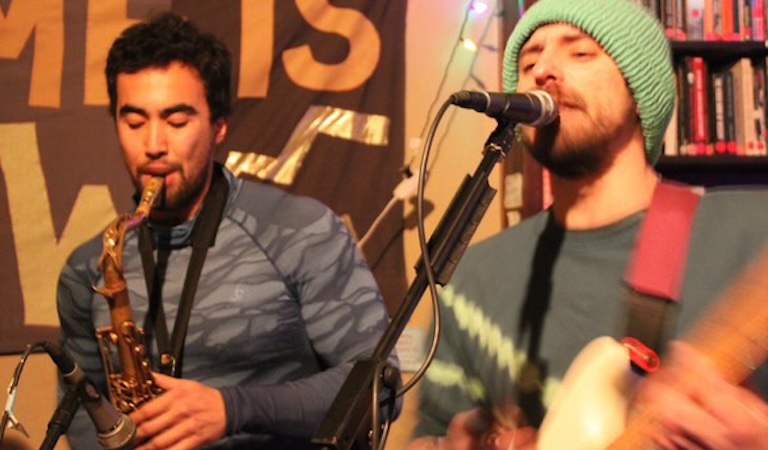 Miller performing with another person