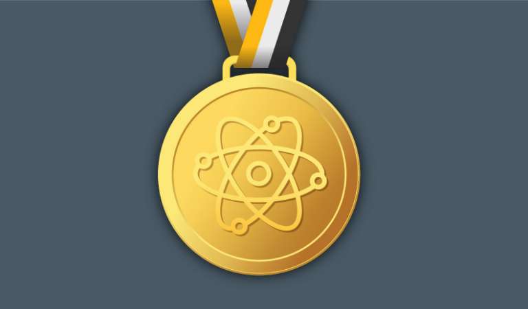 graphic of medal with atomic diagram