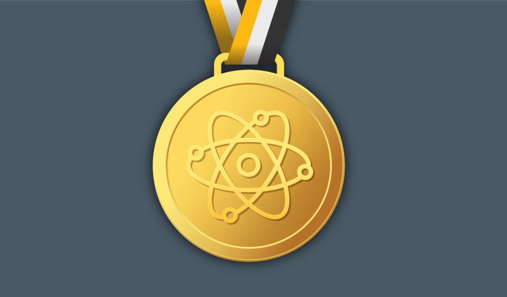 graphic of medal with atomic diagram