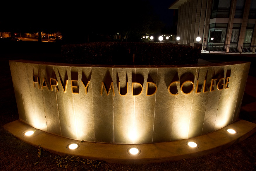 HMC sign outside Olin Science Center - Dartmouth Ave