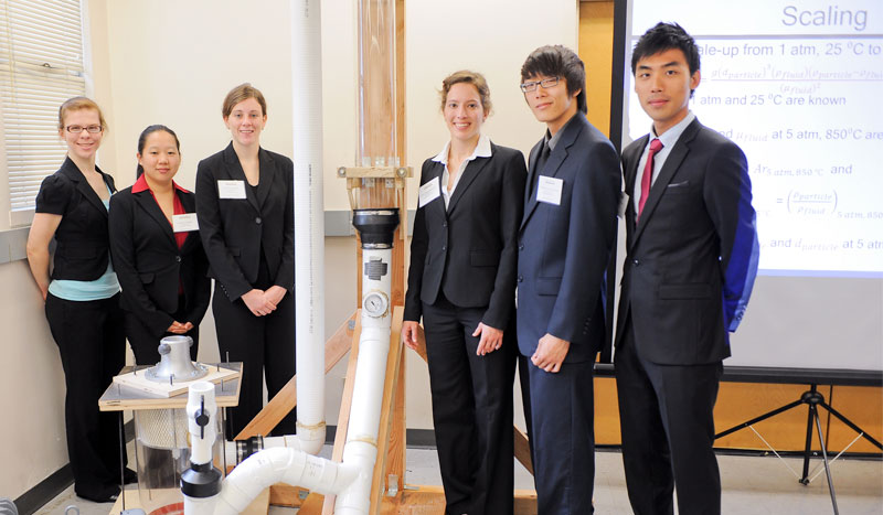 A Harvey Mudd College Clinic team poses with their prototype