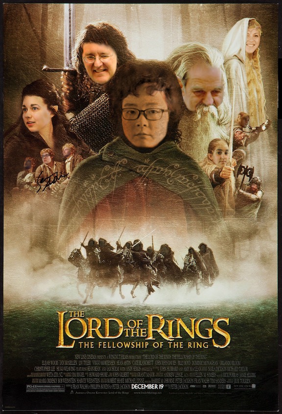 Spoof film poster for Lord of the Rings with superimposed chemistry faculty faces as the characters.