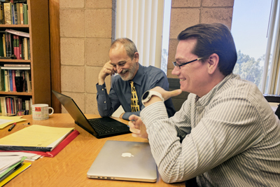 James Sadler working with Prof. Jeff Groves on a project.