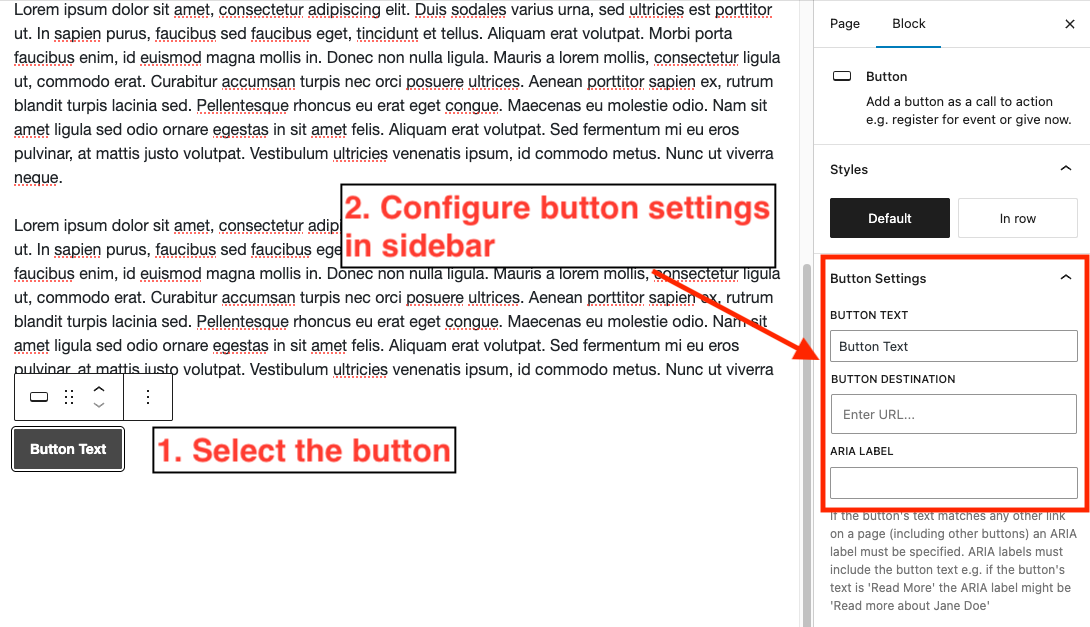 Screenshot of button customization