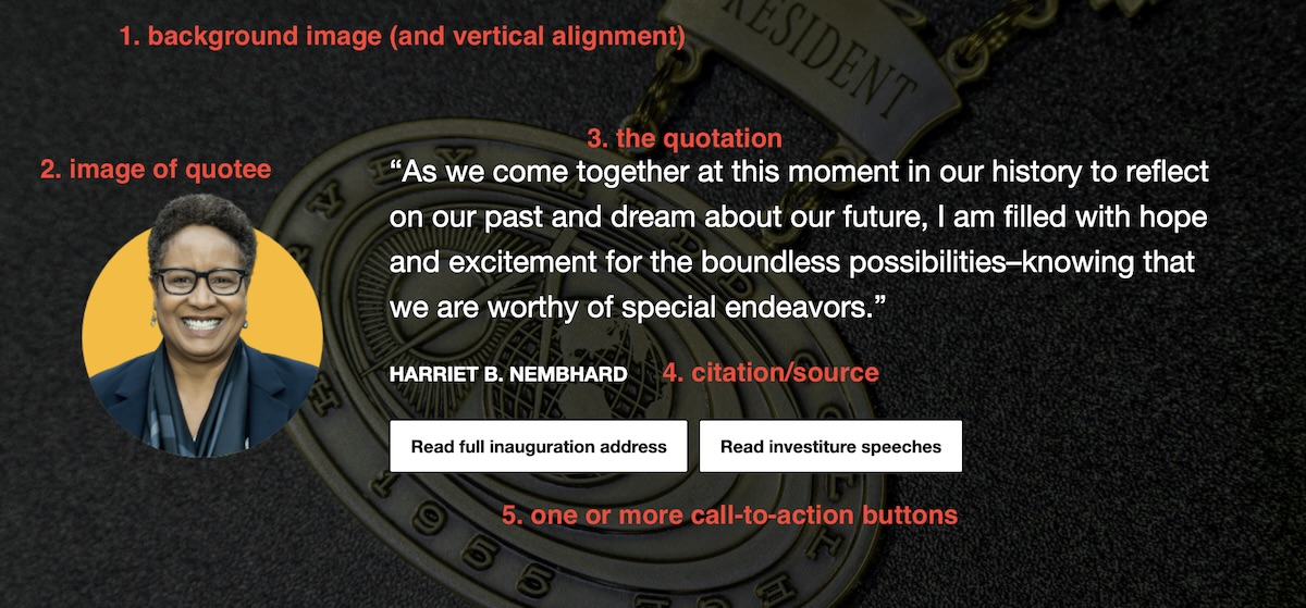 screenshot of elements of the quote box custom block