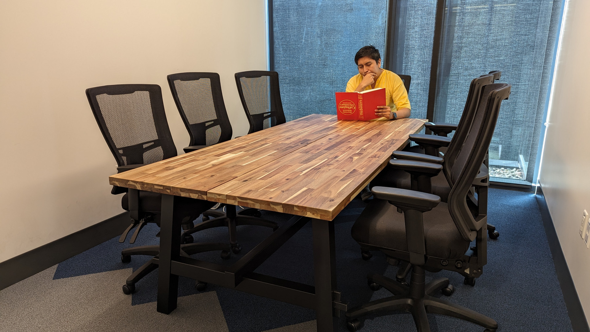 Kevin in the tiny conference room