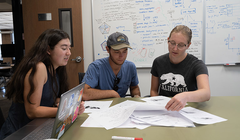 students working with data