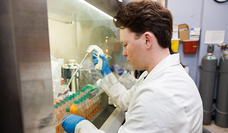 student in lab