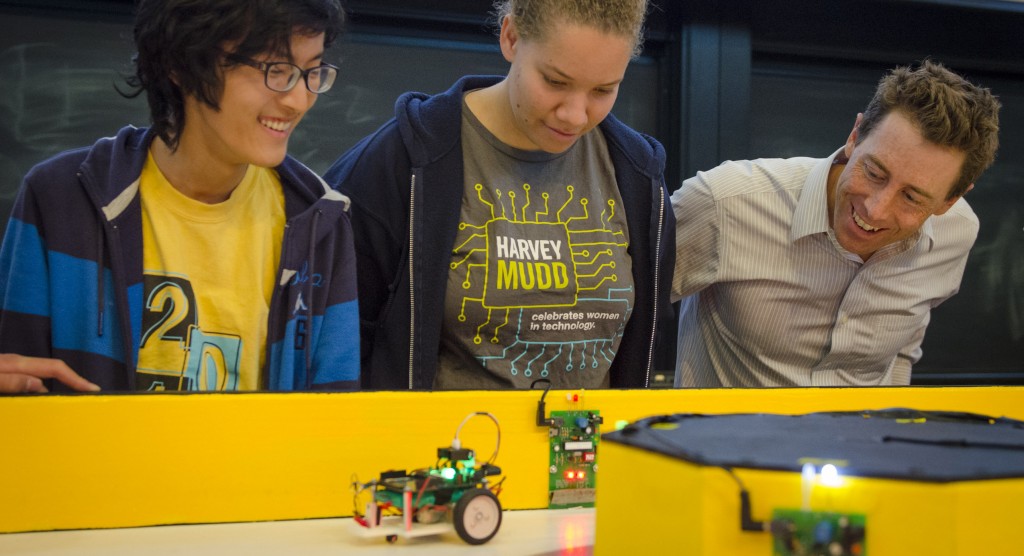 professor and students in E 11 robotics class