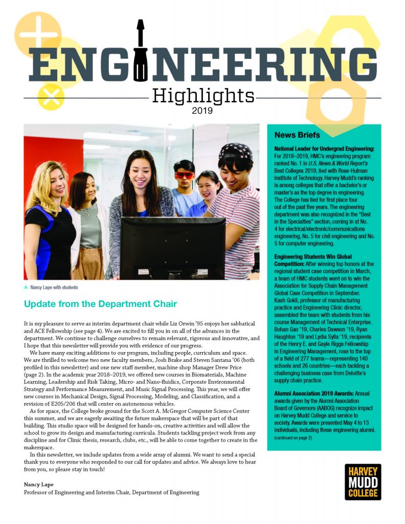 Engineering Newsletters Engineering Harvey Mudd College